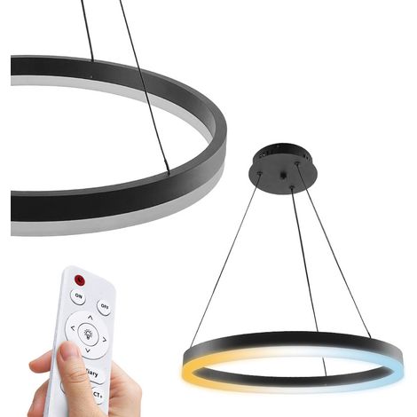 Suspension LED ronde Harvey 35W noire dimmable avec télécommande 3CCT HOROZ Electric (1/5)