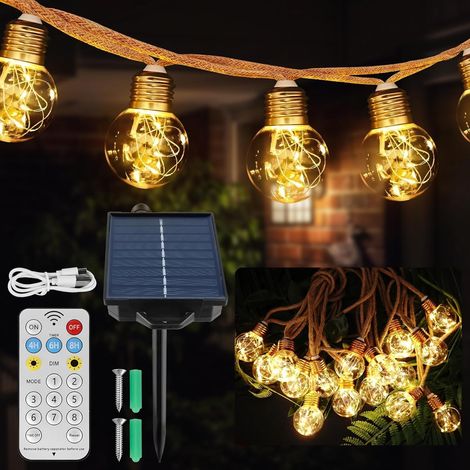 Guirlande Guinguette Extérieur 8M, Guirlande Lumineuse Solar avec 16 G50 LED Ampoules IP65 Imperméable, Blanc Chaud Chaîne Lampes Solaires pour Jardin Balcon Patio Pergola (1/5)