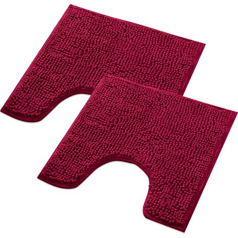 Ensemble de 2 tapis de bain - Myrtille 50 x 50cm AVEC COUPE POUR WC - antidérapant et lavable - Tapis de bain, tapis de bain, tapis pour WC