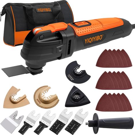 Outil Multifonction Oscillant, 300W Scie Oscillante, 6 Vitesses Variables 11000-21000RPM, Angle 3°, Changement Rapide des Lames, Multitool pour Couper, Poncer, Gratter, Scier (1/5)