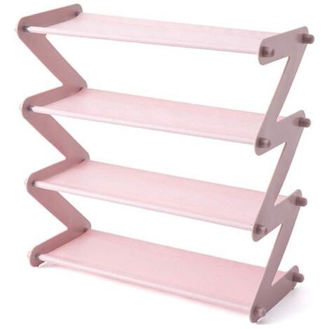 Non Tissé Acier Inoxydable Pliable Chaussure Rack, Tablettes Organisateur de Stockage, Multi Couche Assemblé Support, Salle à Manger Chambre D'Entrée Étagère Rangement - Rose (1/5)