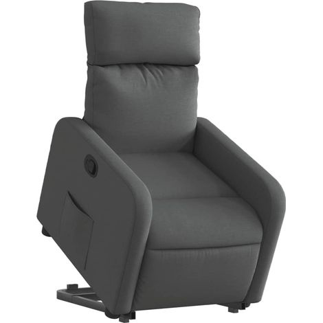 Poltrona relax TV rivestimento confortevole funzione sollevamento elettrico in tessuto grigio scuro DEC027959