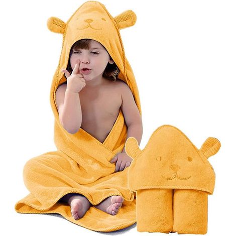 Kinder-Strandtuch mit Bärenmotiv und Kapuze, Poncho aus 100 % Baumwolle für Kleinkinder, ideal für Dusche, Pool und Strand.