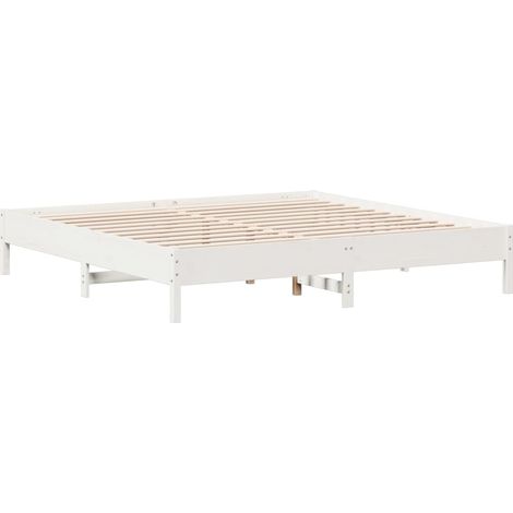 vidaXL Bettgestell ohne Matratze weiß 180x200 cm aus massivem Kiefernholz (1/3)