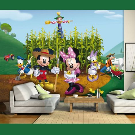 Papier peint XXL intisse Le jardinage de Mickey & Minnie Disney 360X270 CM (1/4)