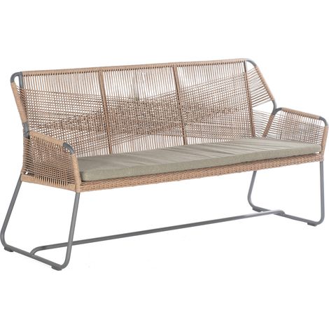 Sonnenpartner Bank 3-Sitzer Observer Alu/PE-Kunstoffgeflecht natural honey, inkl. Sitzkissen Copacabana 160