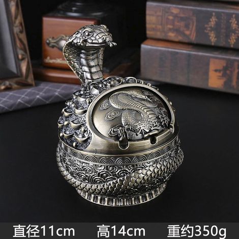 (Vert serpent antique) Cendrier rétro Douze Signes du Zodiaque avec couvercle, coupe-vent, résistant aux cendres et aux chocs