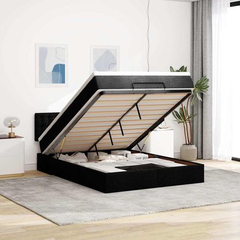 Coprimaterasso - vidaXL Pouf Letto con Materasso e LED Nero 140x190 cm - Archiviazione (1/5)