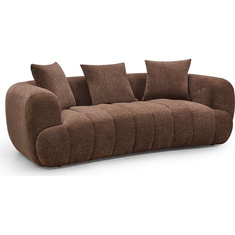 Canapé droit style bubble en tissu texturé "La Fayette" - 3 places - Marron (1/4)