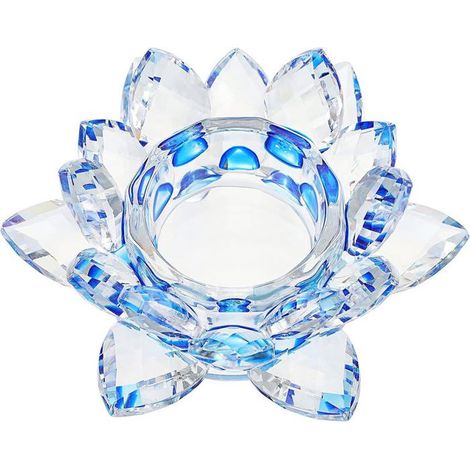 Portacandele in vetro TuseRxln a forma di fiore di loto, con base in vetro decorativa per candele votive o a colonna.