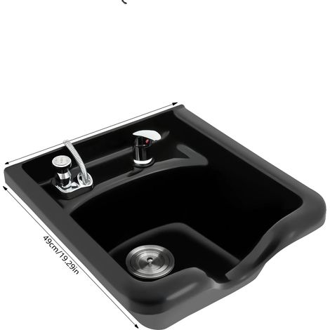 Bassin à shampooing, construction en ABS durable, design mural, noir (1/2)
