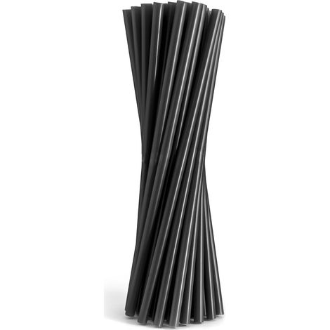 Pailles en plastique réutilisables noires x200