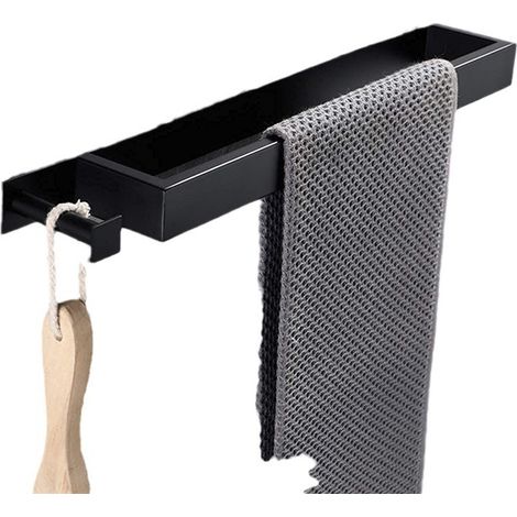 Porte-Serviettes sans perçage Salle de Bain Support adhésif Mural pour Serviette invités Noir (1/4)