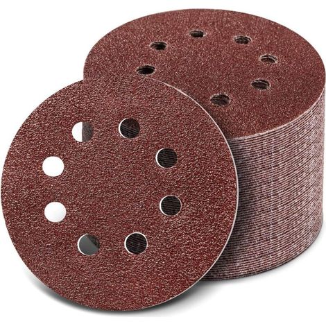 Dischi abrasivi, 100 pezzi, diametro 125 mm, ideali per levigatura, lucidatura e rimozione della ruggine (8 fori).
