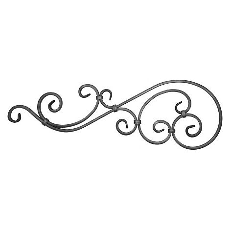 Deco Fer Forge – Long décor 4 volutes – Fer forgé grenaillé – Hauteur 225mm – Largeur 740mm – Plat 20x8mm – Fixation par soudure