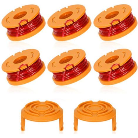Carrete de repuesto para cortacésped WORX WA0010/WA6531, compatible con Worx WA0010, tapa de alimentación para cable de desbrozadora automática, cable de cortacésped inalámbrico, paquete de 6 +-Crezuo