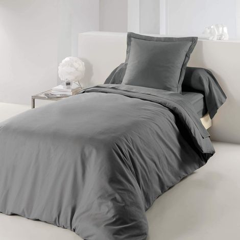 Douceur D'Intérieur - 1640737, Fodera Per Piumino 1 Personna , 140 X 200 Cm , Lit Uni , Unito 57 Fili , Grigio (1/4)
