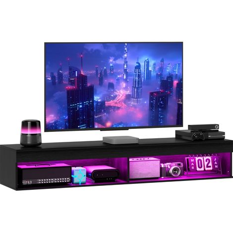 Mobile Porta TV fino 75" Sospeso con Luci LED 16 Colori e Telecomando, 180x40x30cm, Nero (1/5)