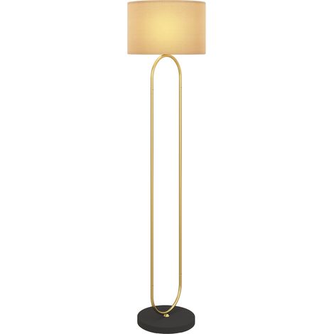 Stehlampe aus gold-schwarzem Leinen, 156 cm, E27-Fassung, Fußschalter, modern für Wohn- und Schlafzimmer