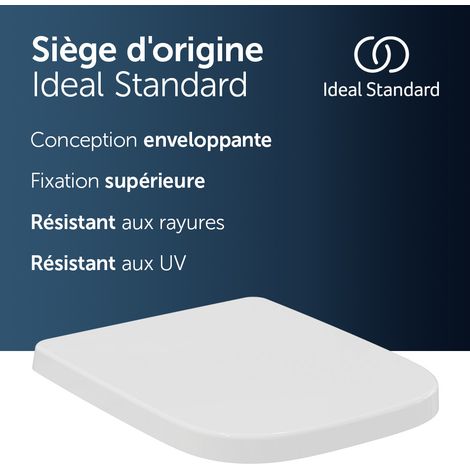 Ideal Standard i.life A Abattant WC recouvrant en Duroplast Robuste, Kit chernières inclus, 360x445x45 mm - Blanc (1/8)