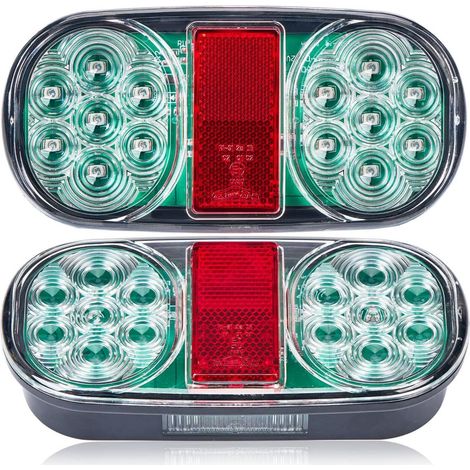 2x Feux Arrière pour Remorque LED 12V 5Fonctions Éclairage Feu Arrière Remorque Etanche pour Tracteur Véhicule Agricole (1/5)