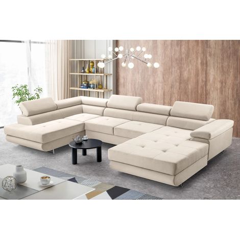 AX LIVING Arborio XL Wohnlandschaft XXL U Form Eckcouch in Beige L