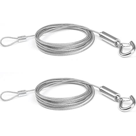 2Pcs x 2M Stainless Steel Cable Bet Hook Rope for Clothes/Lights/Photos Max Stand 30KG (1/5)
