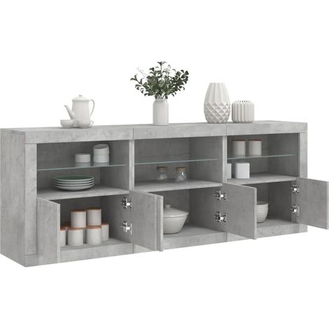Sideboard with LED Lights Concrete Grey 181.5x37x67 cm vidaXL (1/5)