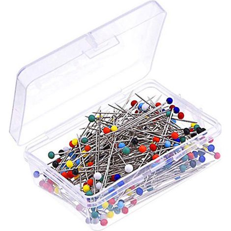 100 gerade Stecknadeln mit Kugelkopf, farbiges Glas, 3,2 cm, für DIY-Dekorations- und Nähprojekte (1/5)