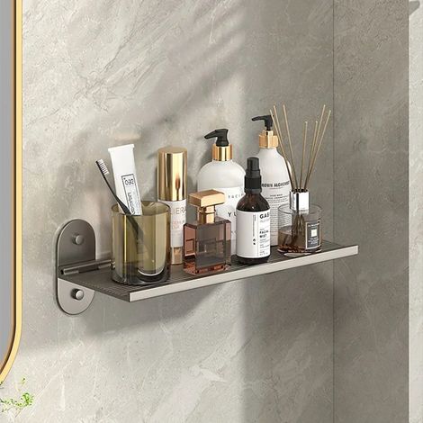 Étagère murale de salle de bain (30 cm) - Rangement moderne et élégant de style nordique - Étagère pliable pour lavabo et cosmétiques (1/5)