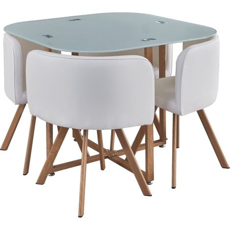 Mesa de Cristal Templado Teka + 4 Sillas. Comedor o Cocina (1/5)