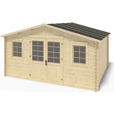 Casetta da giardino in legno - 20m2 - 5x4m - 40mm - colore: naturale - DOM598 (1/5)