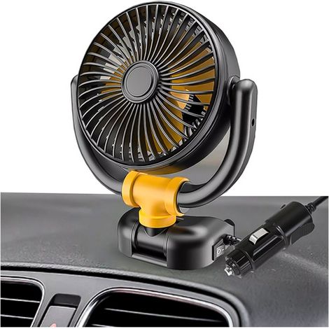 Ventilador pequeño, mini ventilador para coche, para salpicadero, encendedor de cigarrillos, 12 V, silencioso, Alogy, negro. (1/5)