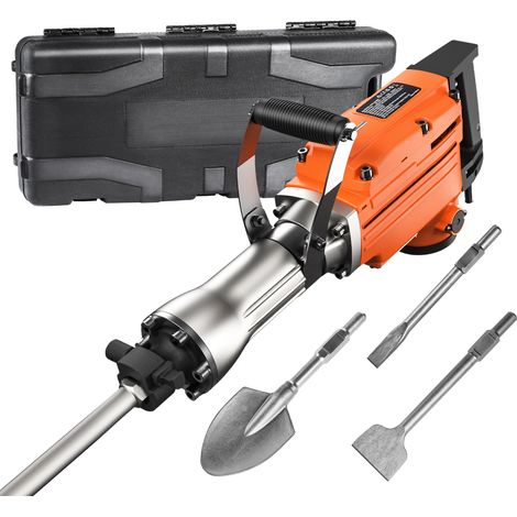 Mophorn Martillo de Demolición 2200W 66J 1350BPM Martillo Electrico con Cable 1-1/8" con 6 Cinceles Reemplazables Mango Giratorio 360° Rompe Hormigón Antivibración para Cincelar Construcción Fontanerí