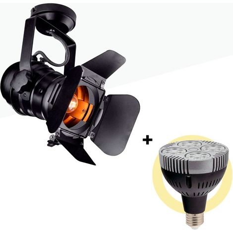 Kit projecteur "CINEMA" orientable pour rail avec ampoule LED - Blanc Chaud (1/5)