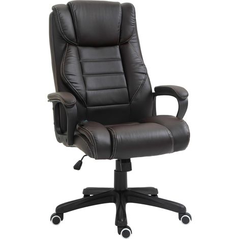 Bürostuhl mit Massagefunktion, höhenverstellbarer Chefsessel, ergonomischer Drehstuhl, 6 Vibrationspunkte, Braun