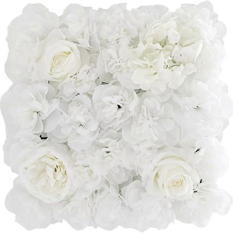 Décoration murale de fleurs artificielles (roses fausses) à faire soi-même, 35 x 35 cm, pour fond de mariageblanc (1/5)