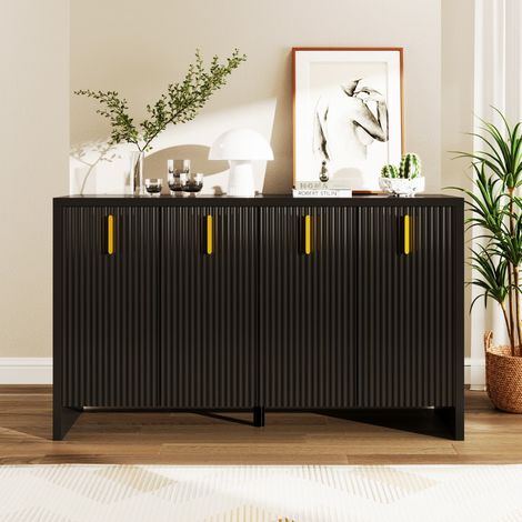 Unités de buffet et buffets noir moderne. Buffet contemporain minimaliste blanc et noir - Rangement flexible élégant (1/5)
