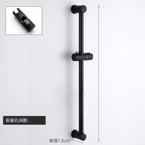 304 Stainless Steel Shower Rod, Shower Head Base, Lifting Rod, Simple Gunmetal Gray Bathroom Shower Head Bracket, Hotel Project Opening -- Stainless Steel Black Round