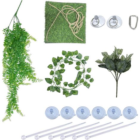 Plantes Suspendues et Hamac pour Reptiles – Ensemble de Décoration de Terrarium pour Reptiles avec Lianes Flexibles (1/5)