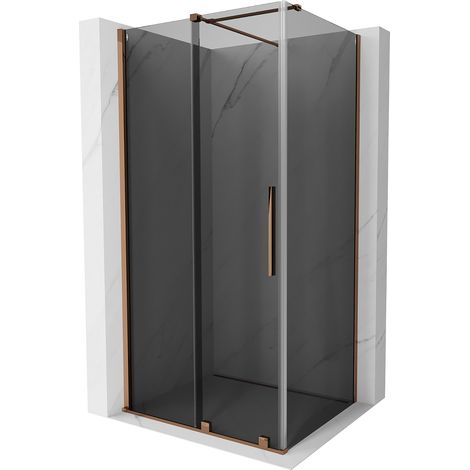 Cabina doccia scorrevole Mexen Velar 100 x 90 cm, grafite, oro rosa - 871-100-090-41-60 (1/5)