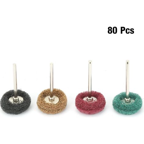 Ensemble de 80 pièces comprenant des meules de 25 mm, des brosses, des tampons à récurer et des disques de polissage. (1/5)