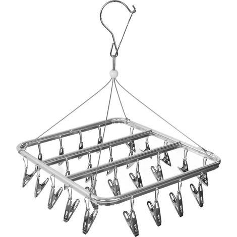 Étendoir à chaussettes en aluminium avec 26 picots, étendoir à linge multifonctionnel et résistant au vent (1/3)