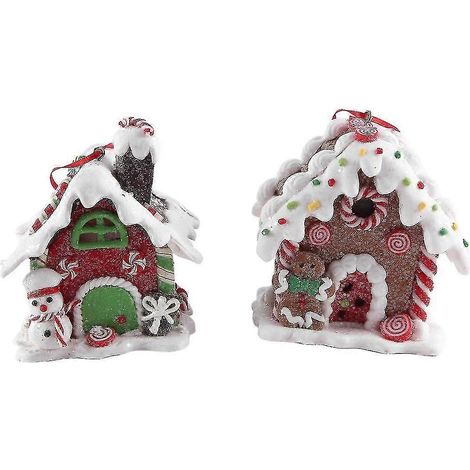 Lot de 2 figurines miniatures de fées en pain d'épice pour Noël, décoration de table miniature, maisons de Noël (1/5)
