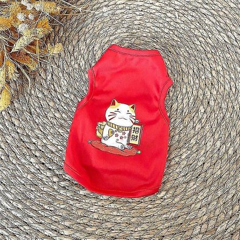 Ropa para perros pequeños XS-XXL Accesorio sencillo para cachorros Camiseta para gatos Chaleco a rayas para mascotas Ropa de verano sin mangas Camisa para perros roja para gatos (1/5)