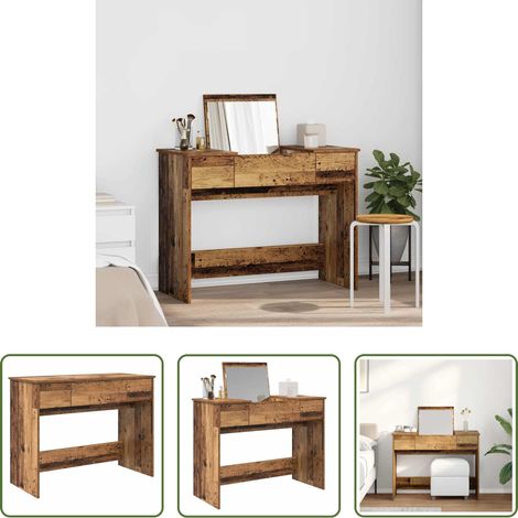 Altholz Tisch -  Kosmetiktisch mit Schubladen Altholz 100 x 45 x 76 cm (1/5)