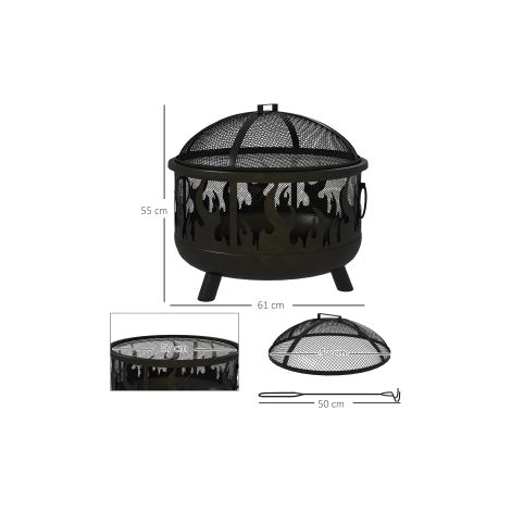 Brasier, foyer, incl. pare-étincelles, 1 pince, Ø61,5 cm x 52 cm, noir (1/5)