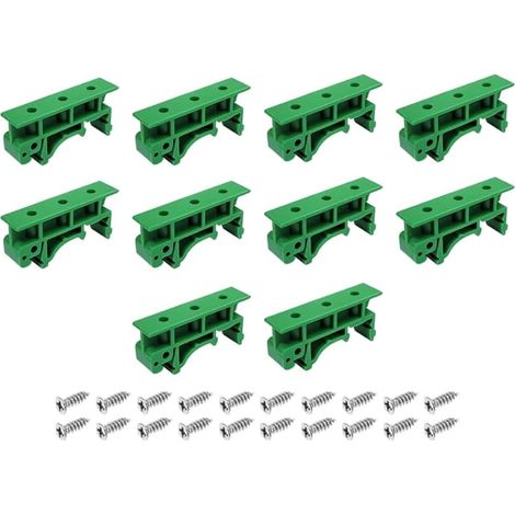 10 Paires d'adaptateurs de Montage sur Rail DIN 35 mm, Support PCB DIN C45 pour Circuits imprimés, Support d'appareils électroniques avec vis, Vert (1/5)
