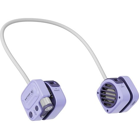 Ventilateur de cou avec lumière LED, format de poche, personnalisable, 3 vitesses, 7 heures d'autonomie, rechargeable par USB-C,idéal pour la plage (1/5)