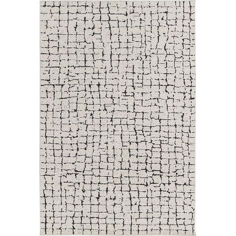 BOBOCHIC - Tapis poils ras NEBULIA motif abstrait 160x230 Beige (1/5)